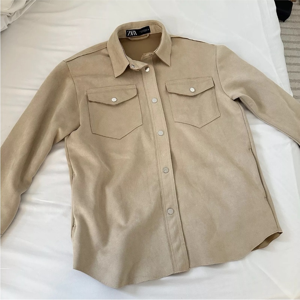 Zara Tan Suede Over Shirt (oversized fit)